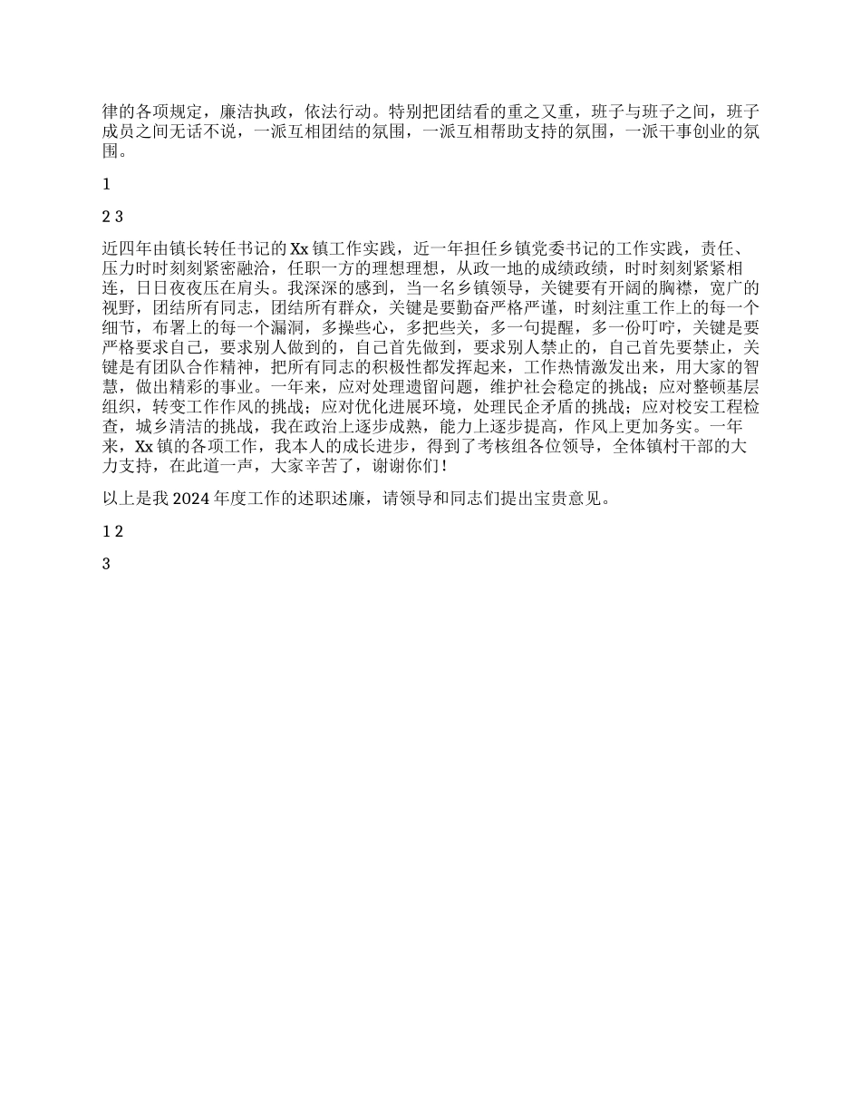 乡镇党委书记2024年个人述职述廉报告_第2页