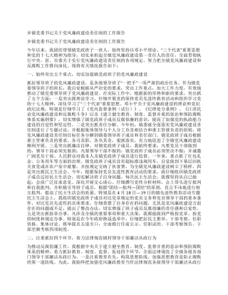 乡镇党委书记关于党风廉政建设责任制的工作报告