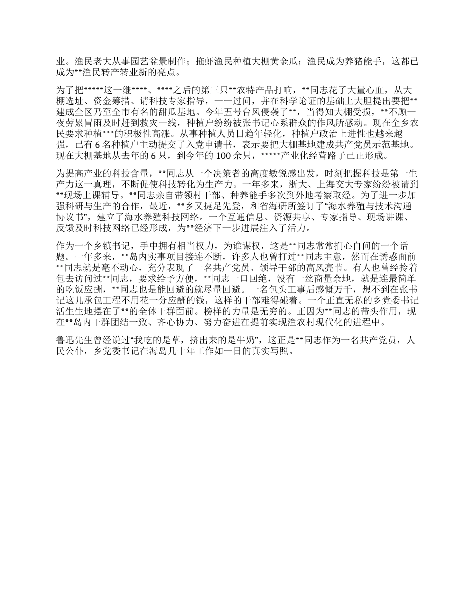 乡镇党委书记先进事迹材料_第2页