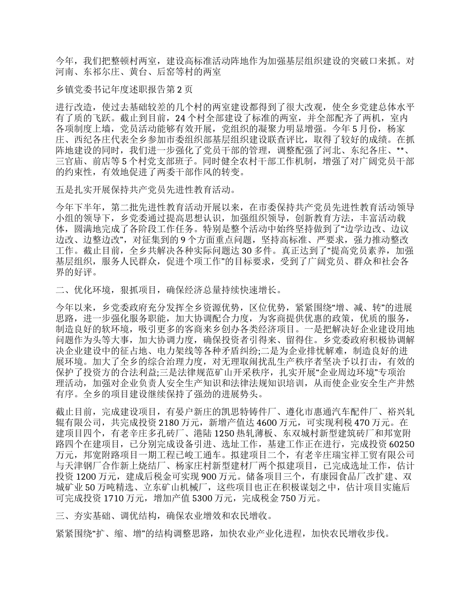 乡镇党委书记年度述职报告_第2页