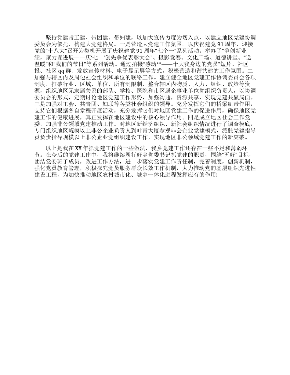 乡镇党委书记抓党建专项工作述职报告_第2页