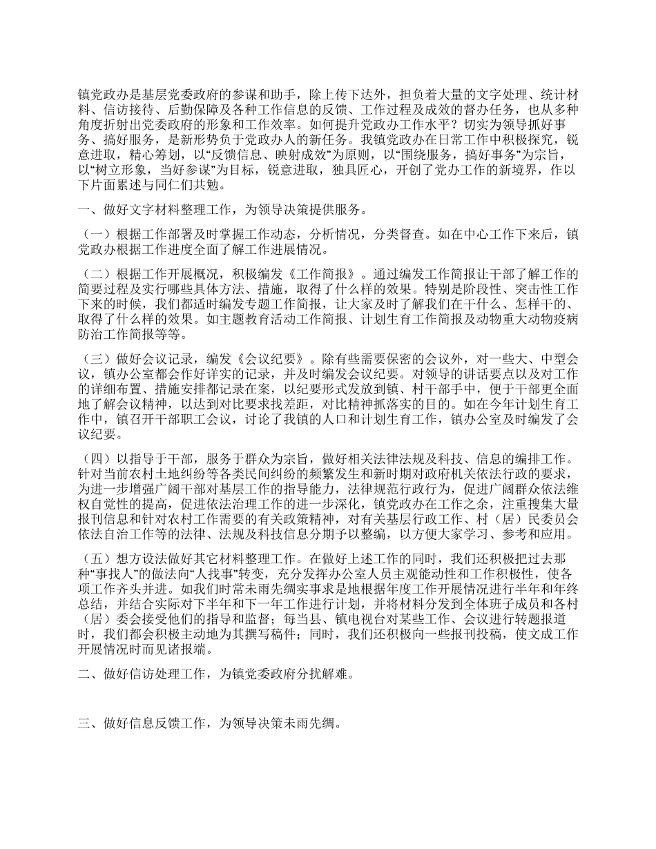 乡镇党政工作总结_第1页