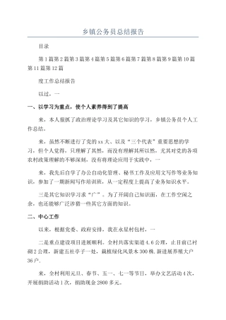 乡镇公务员总结报告