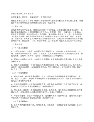 乡镇卫生整顿工作方案