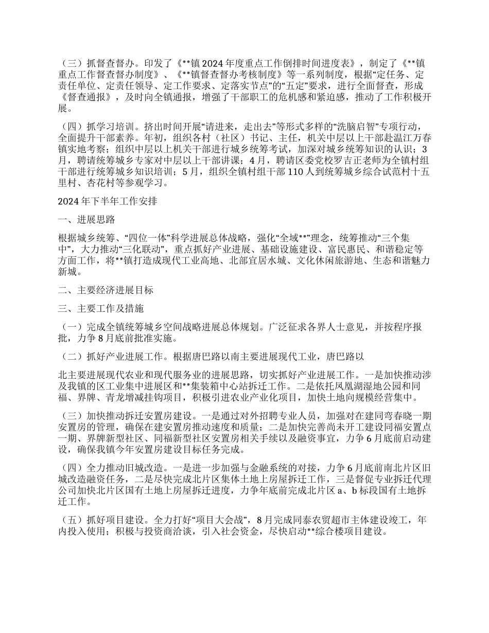 乡镇委2024年上半年四位一体工作总结_第3页