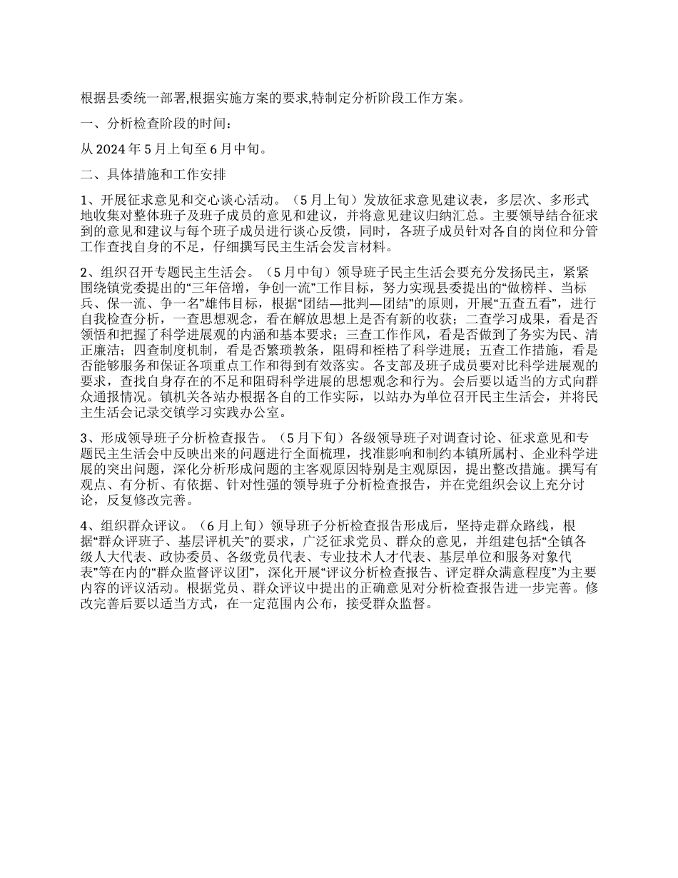 乡镇学习实践科学发展观活动分析检查阶段工作方案_第1页