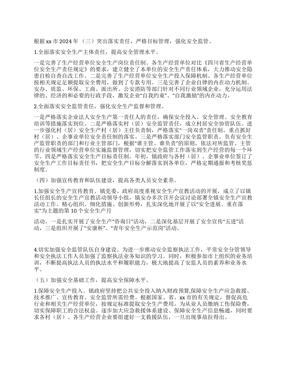 乡镇安全生产情况自查报告_第1页