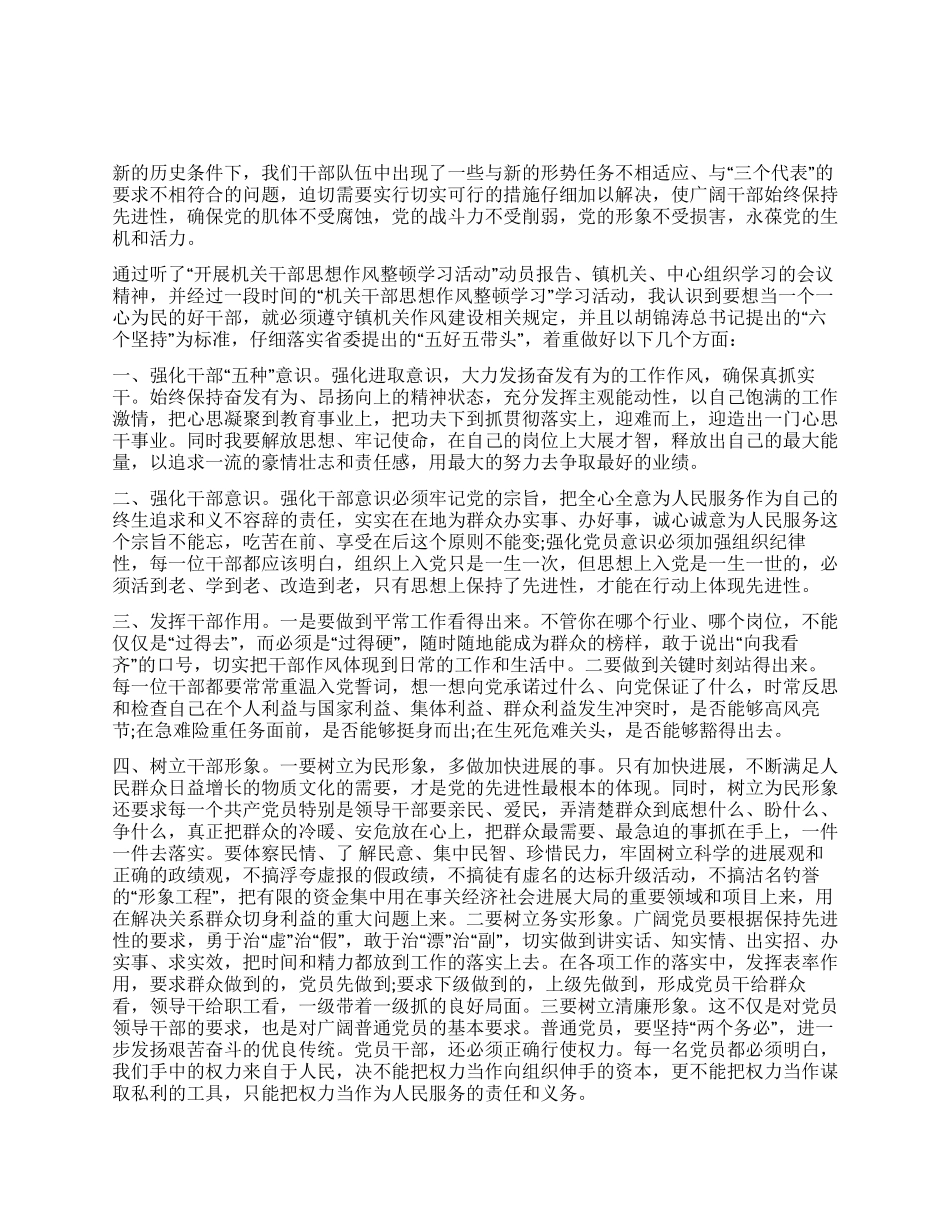乡镇干部作风整顿心得体会_第1页