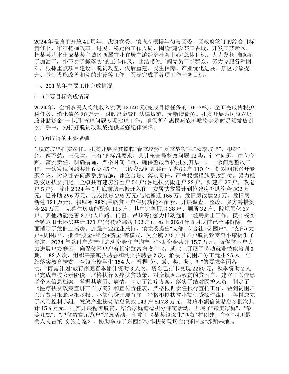 乡镇年工作总结及年工作安排_第1页