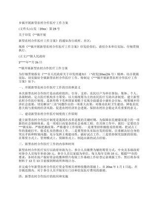 乡镇开展新型农村合作医疗工作方案