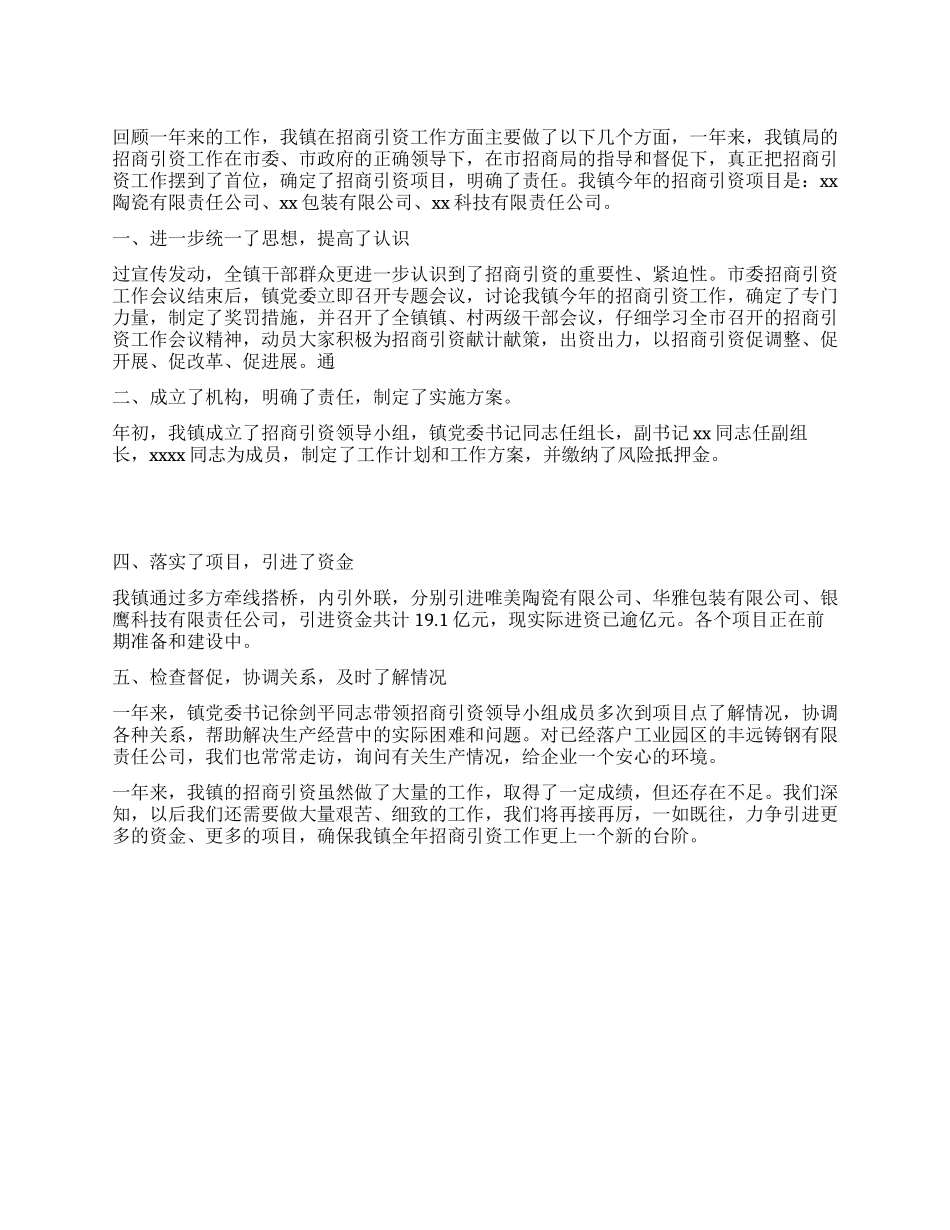 乡镇招商引资年终总结_第1页