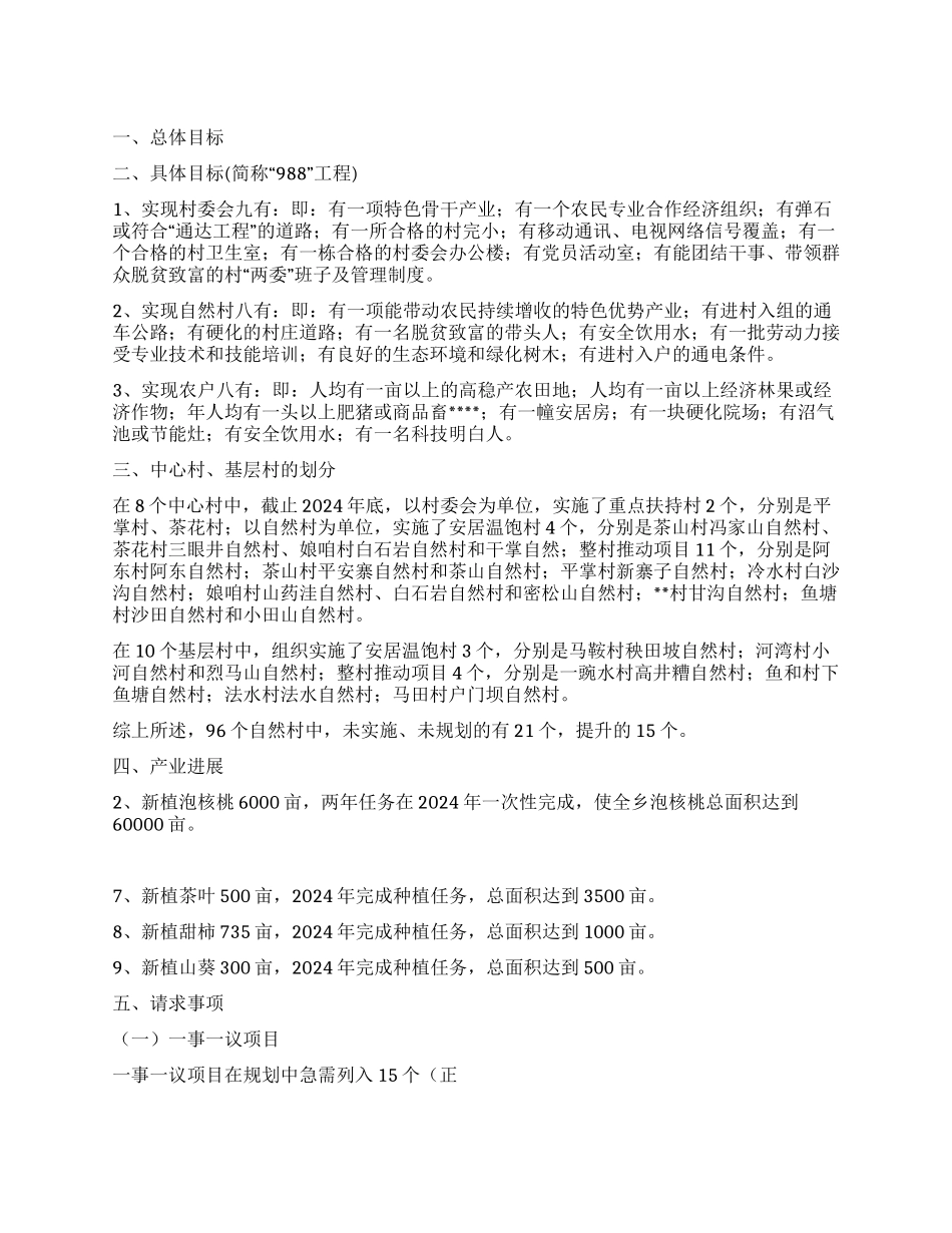 乡镇推进试点项目规划情况汇报_第1页
