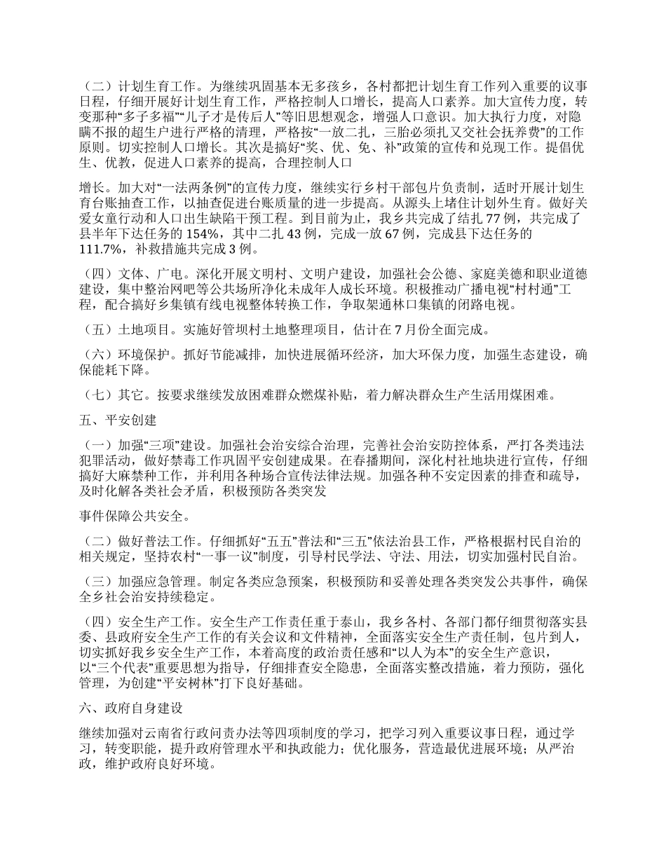 乡镇政府2024年度重点工作落实情况的汇报_第2页