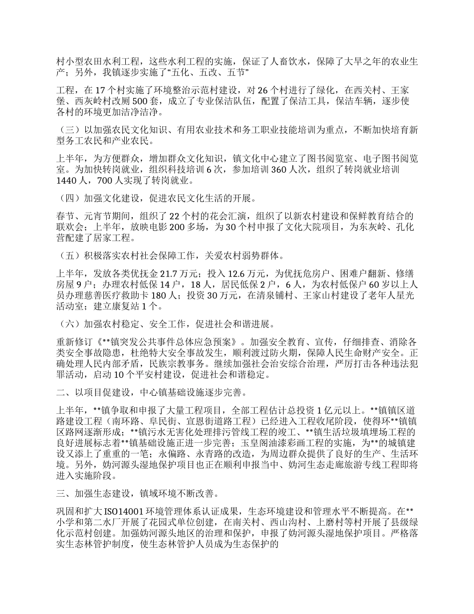 乡镇政府XX年上半年工作总结_第2页