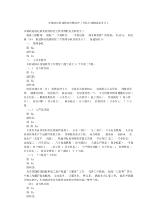 乡镇政府新冠肺炎疫情防控工作组织机构及职责分工