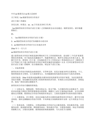 乡镇新型农村合作医疗试行方案