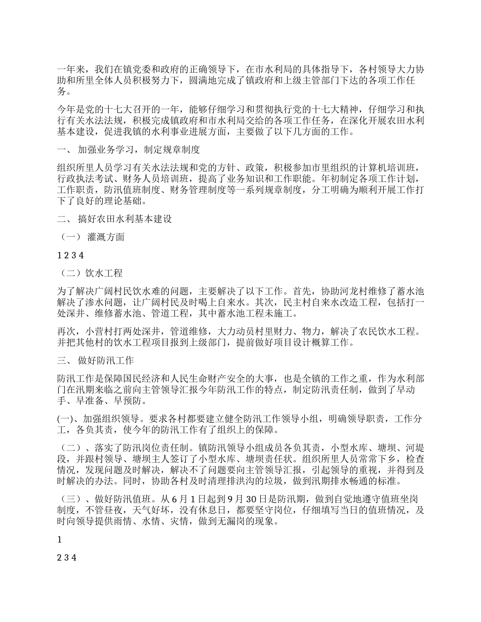 乡镇水利工作总结_第1页