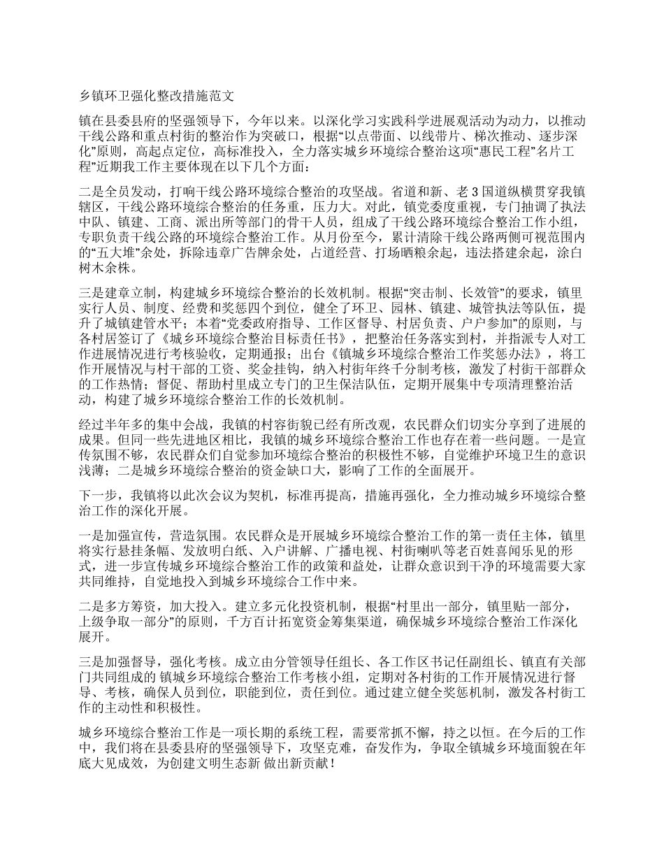 乡镇环卫强化整改措施_第1页