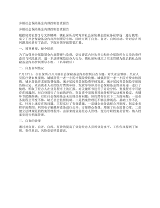 乡镇社会保险基金内部控制自查报告