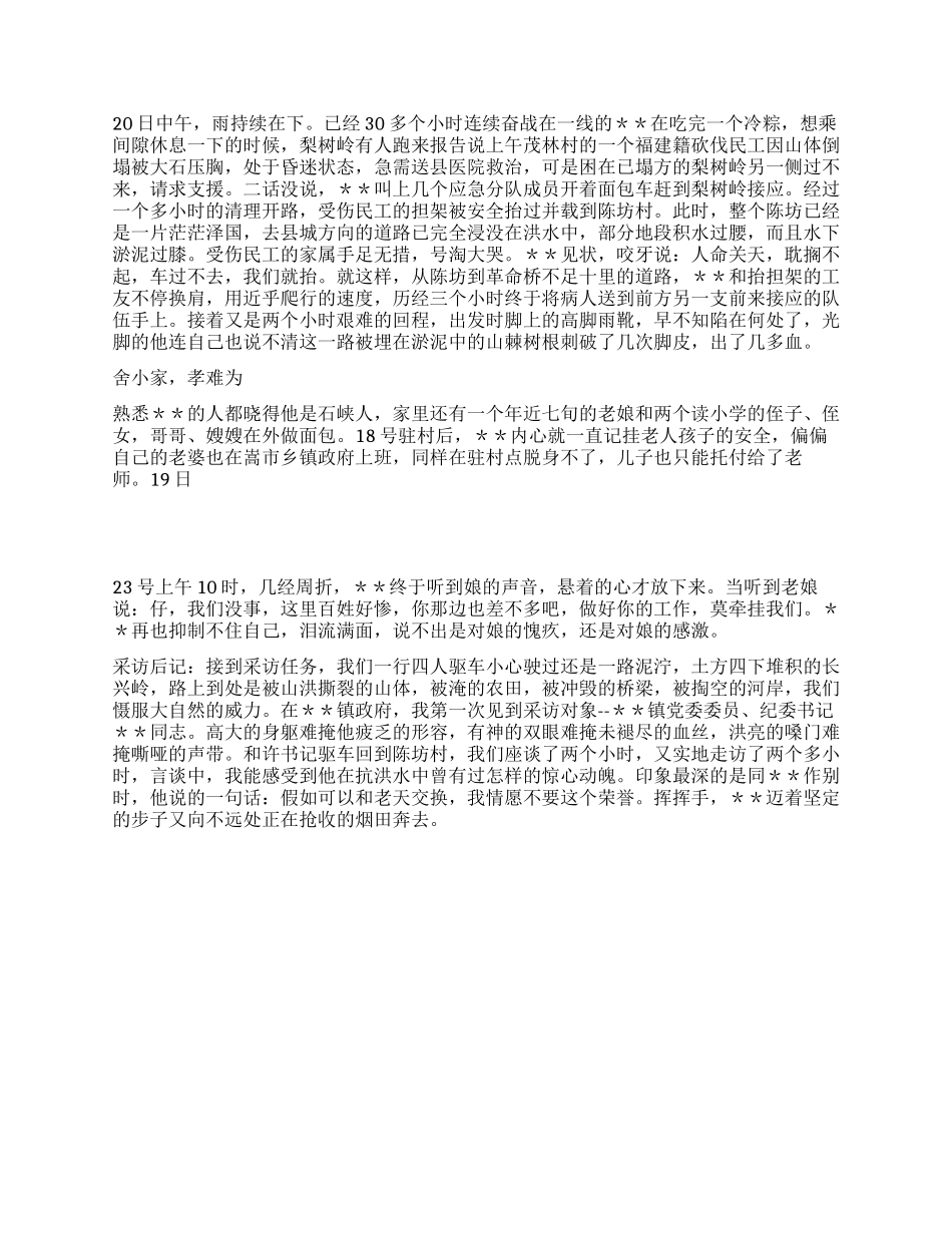 乡镇纪委书记抗洪救灾先进事迹材料_第2页
