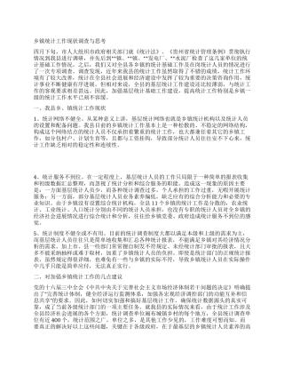 乡镇统计工作现状调查与思考