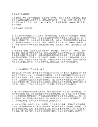 乡镇统计工作调研报告