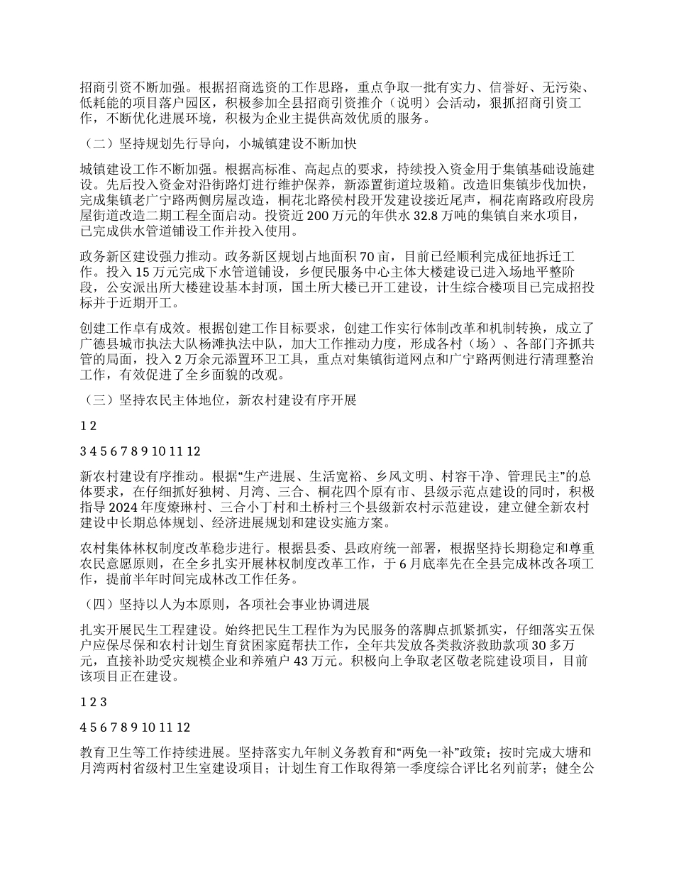 乡镇长在2024年度党政领导干部述职述廉报告会发言稿_第2页