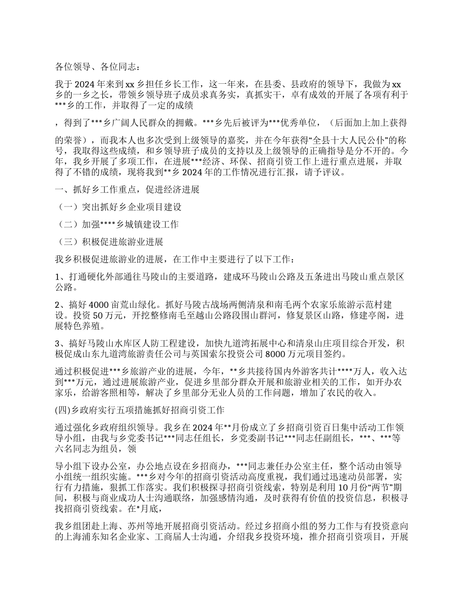 乡长2024年终工作总结_第1页