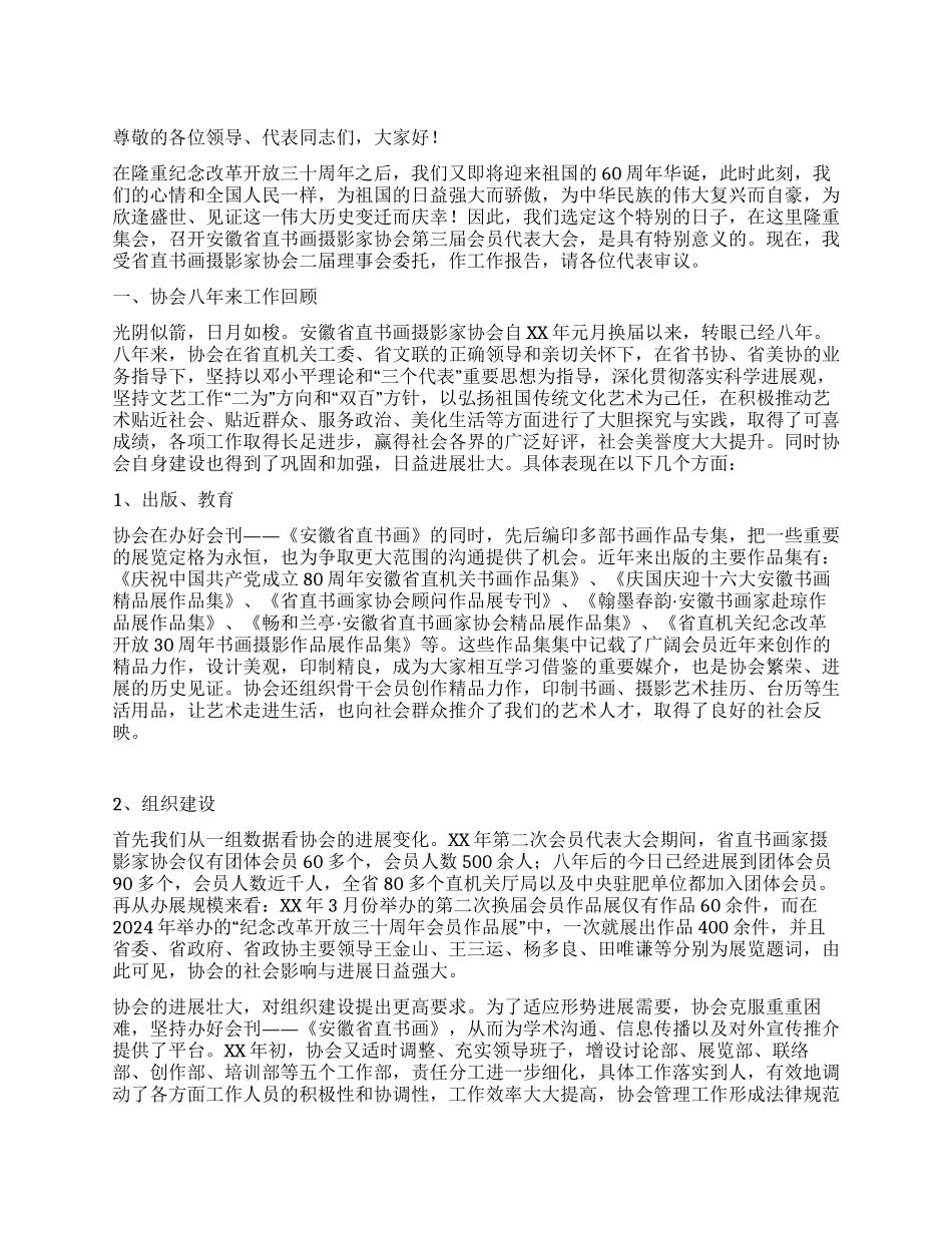 书画协会大会工作报告_第1页