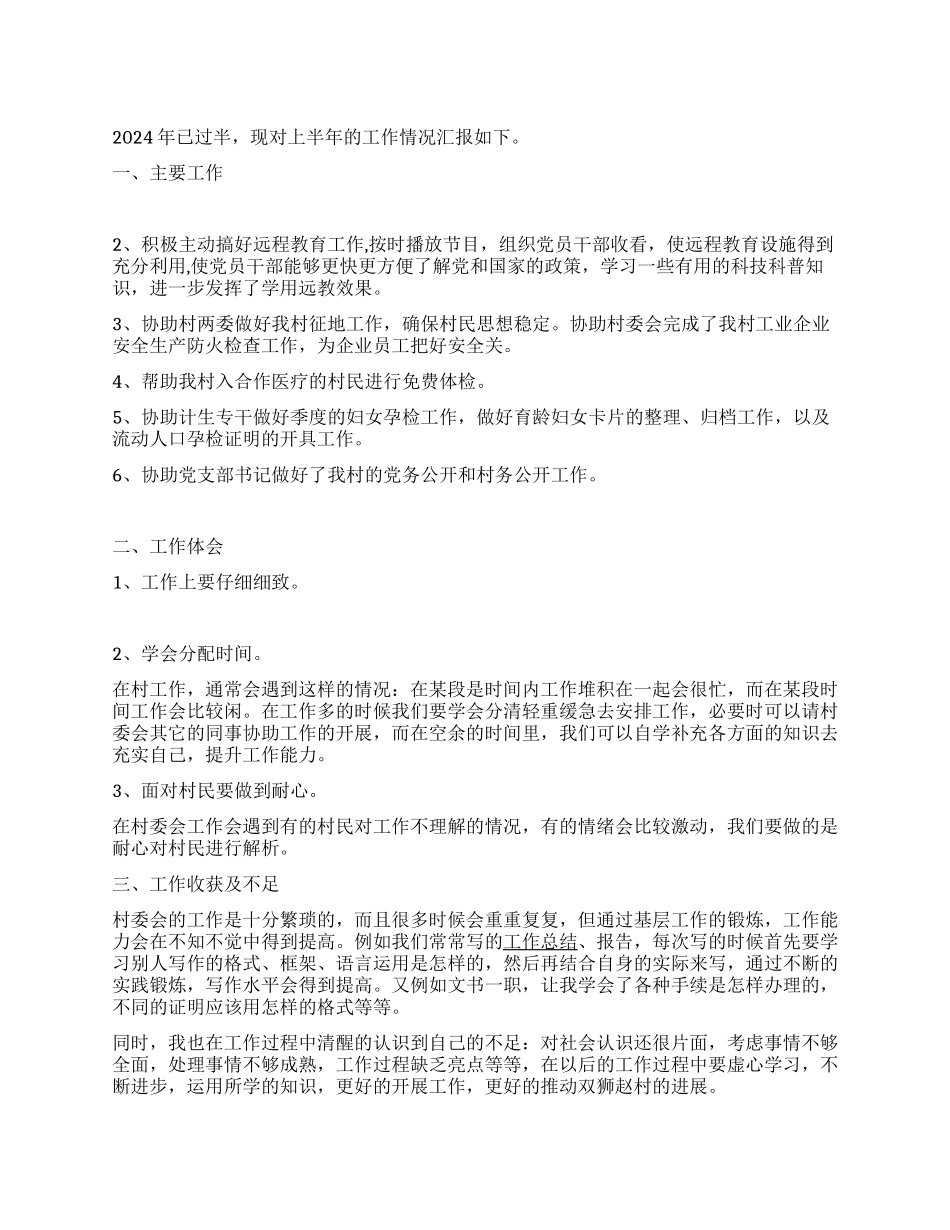 书记助理2024年上半年工作总结_第1页