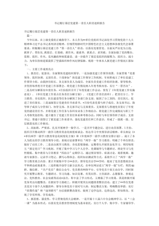 书记履行基层党建第一责任人职责述职报告