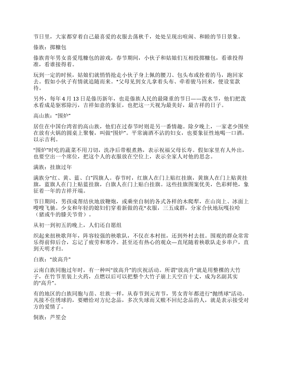 事业单位春节黑板报手抄报资料各少数民族过春节习俗_第2页