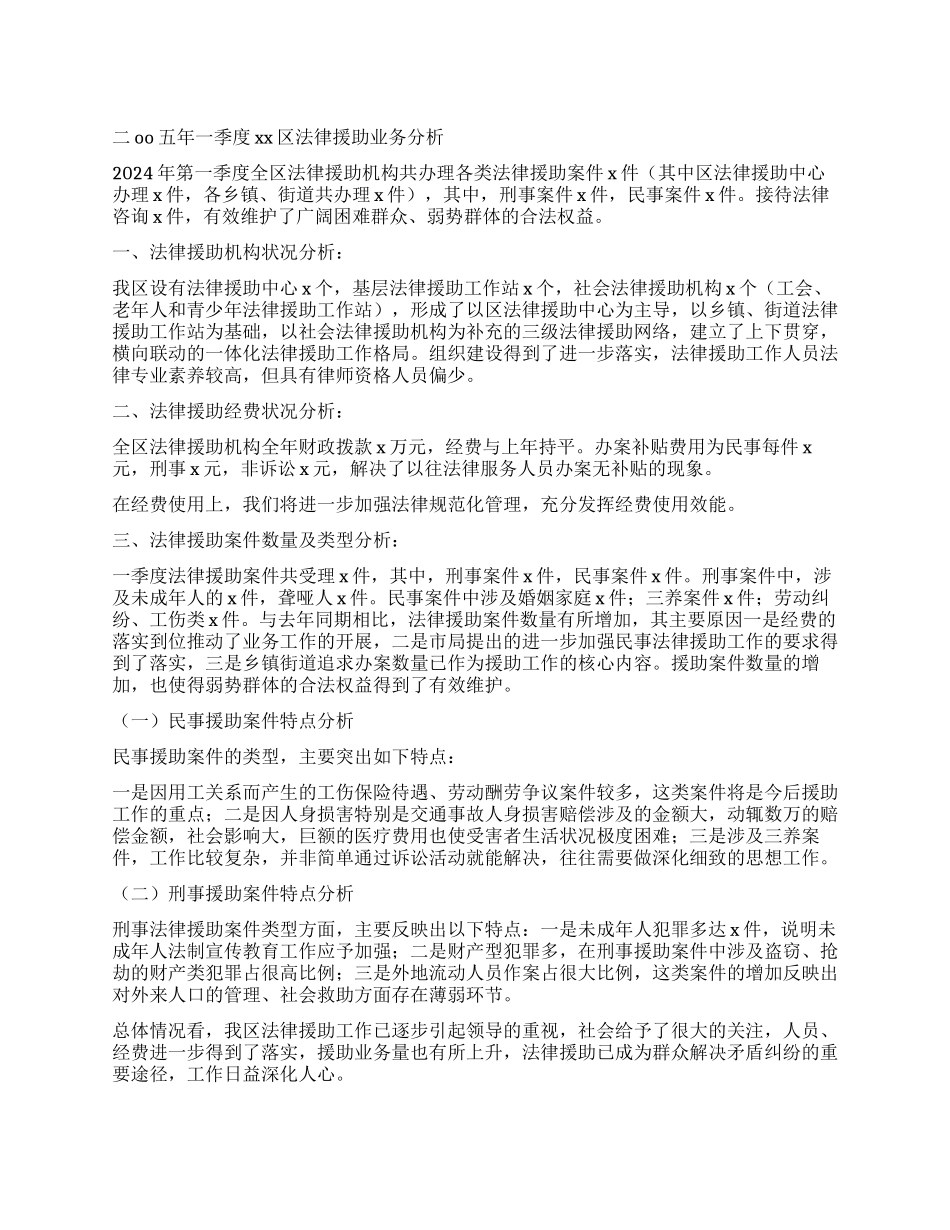 二OO五年一季度xx区法律援助业务分析_第1页