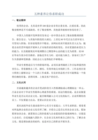 五种素质让你求职成功