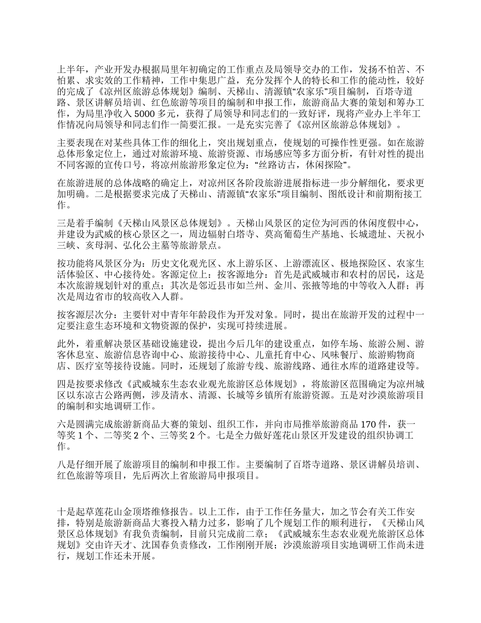产业开发办公室XX年上半年工作总结_第1页