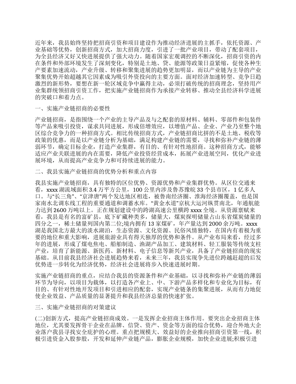 产业链招商引资调研报告_第1页
