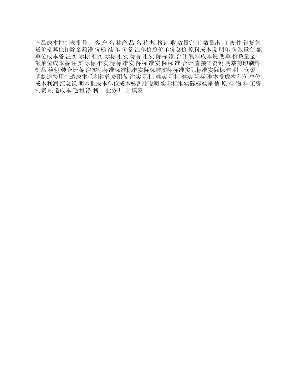 产品成本控制表_第1页