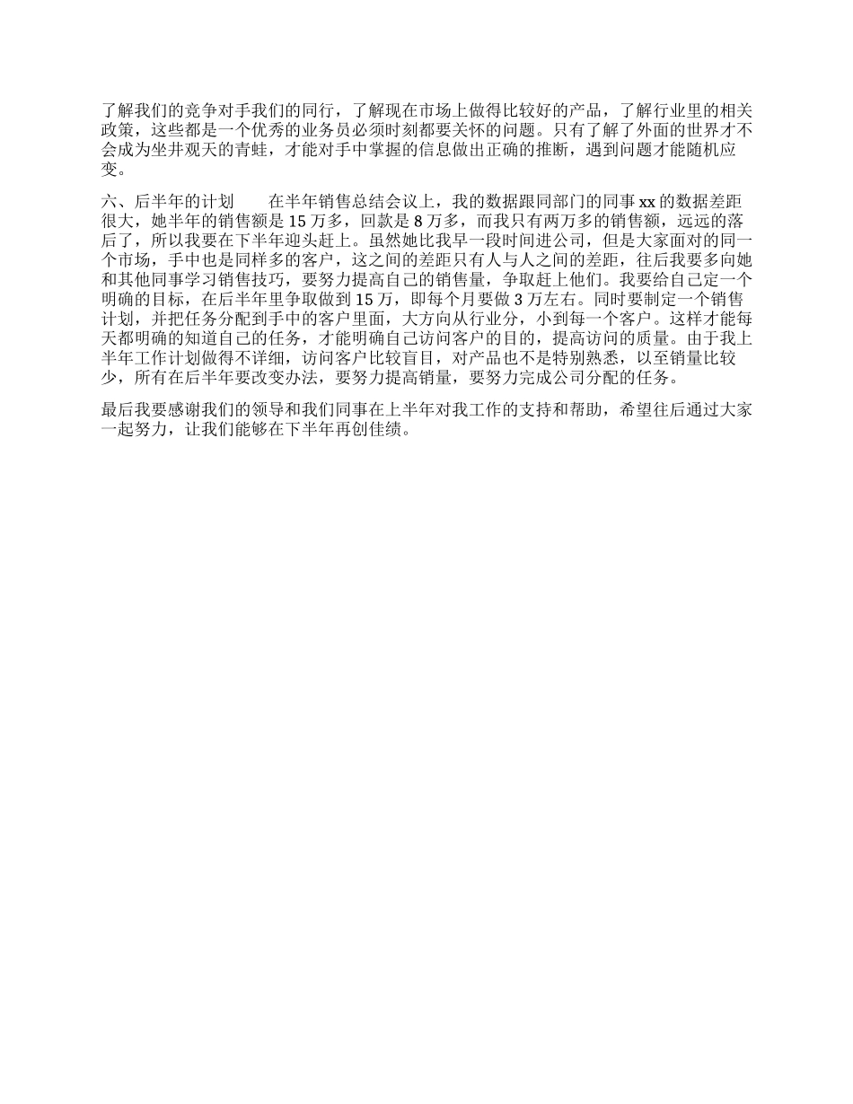 产品销售半年工作总结_第2页