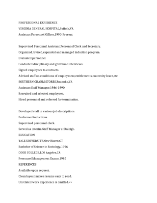 人事助理英文个人简历范文参考