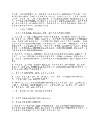 人事劳动和社会保障局09年上半年工作小结及下半年工作