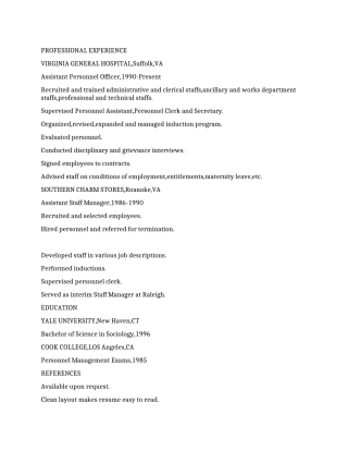 人事助理英文简历