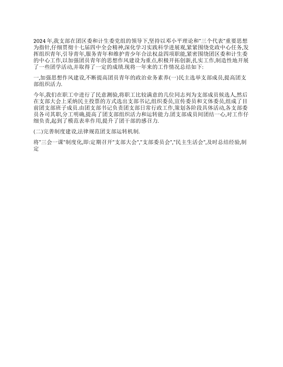 人口和计划生育委员会团支部2024年工作总结_第1页