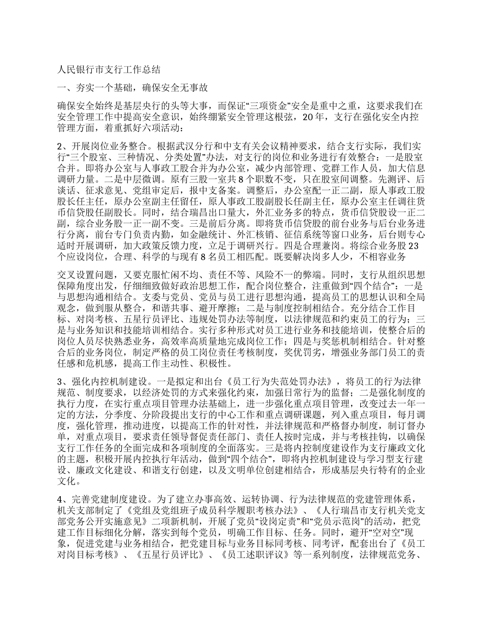 人民银行市支行工作总结_第1页