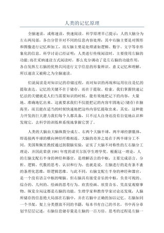 人类的记忆原理