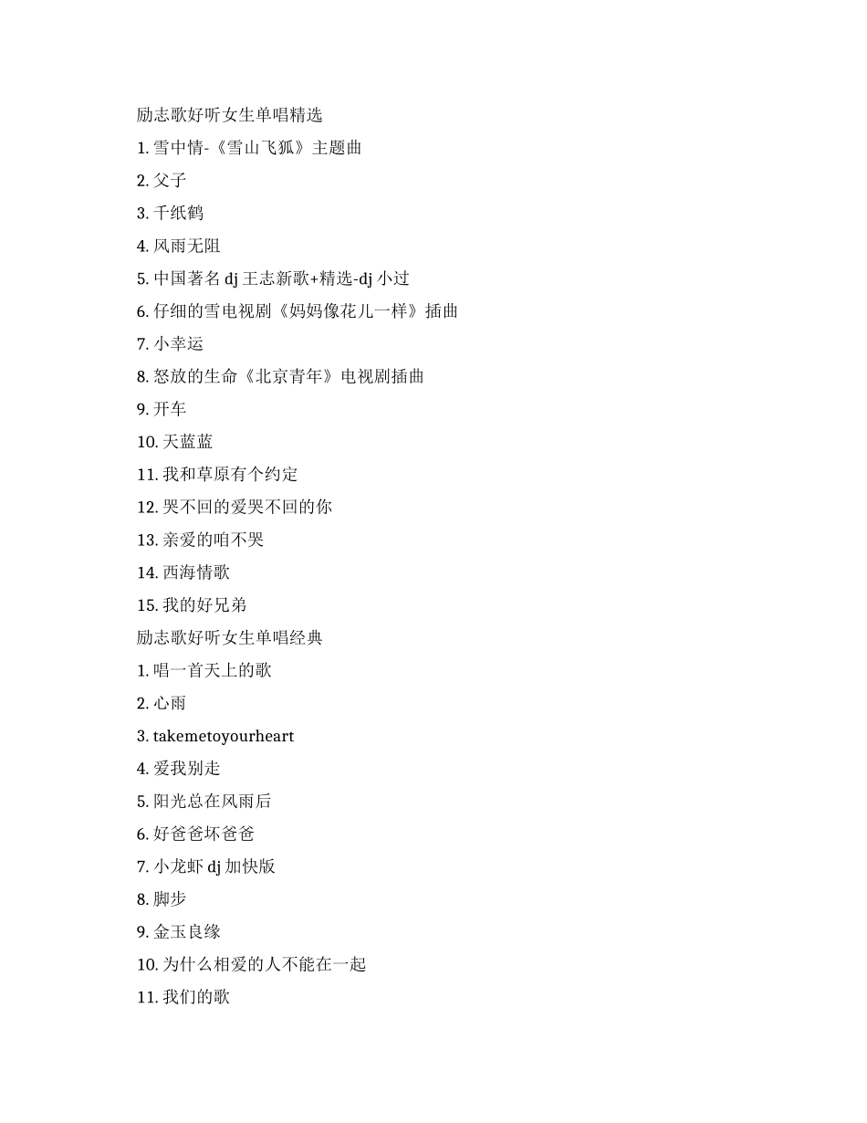什么励志歌好听女生单唱_第1页