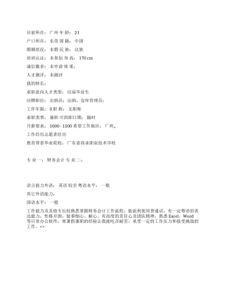 仓库员个人简历范文