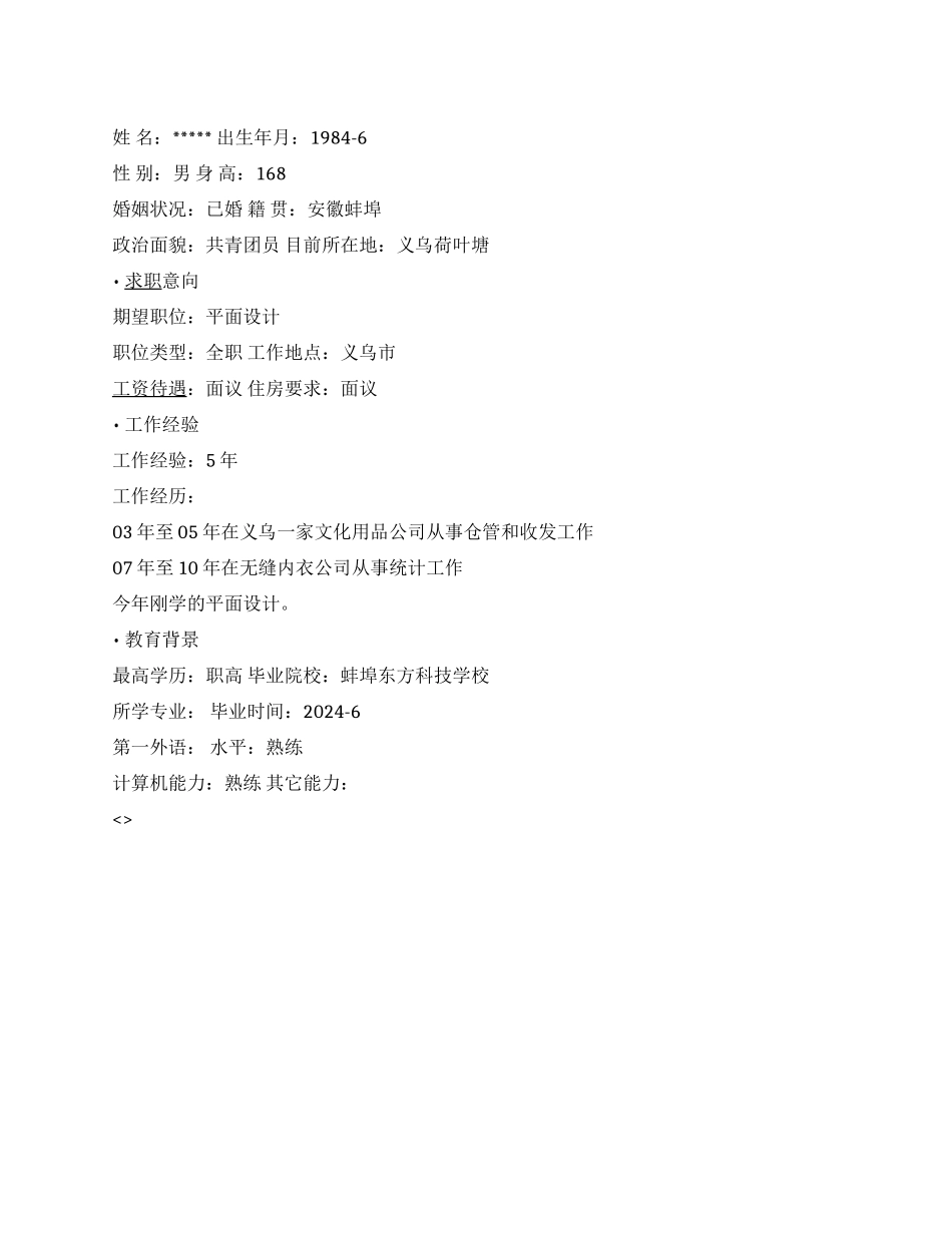 仓管和收发简历范文_第1页