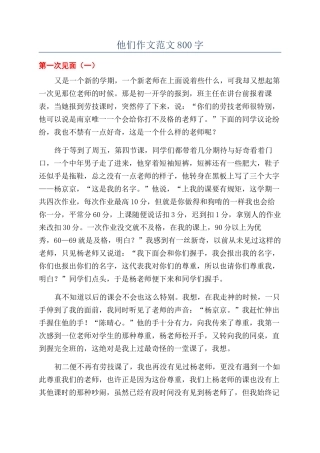他们作文范文800字