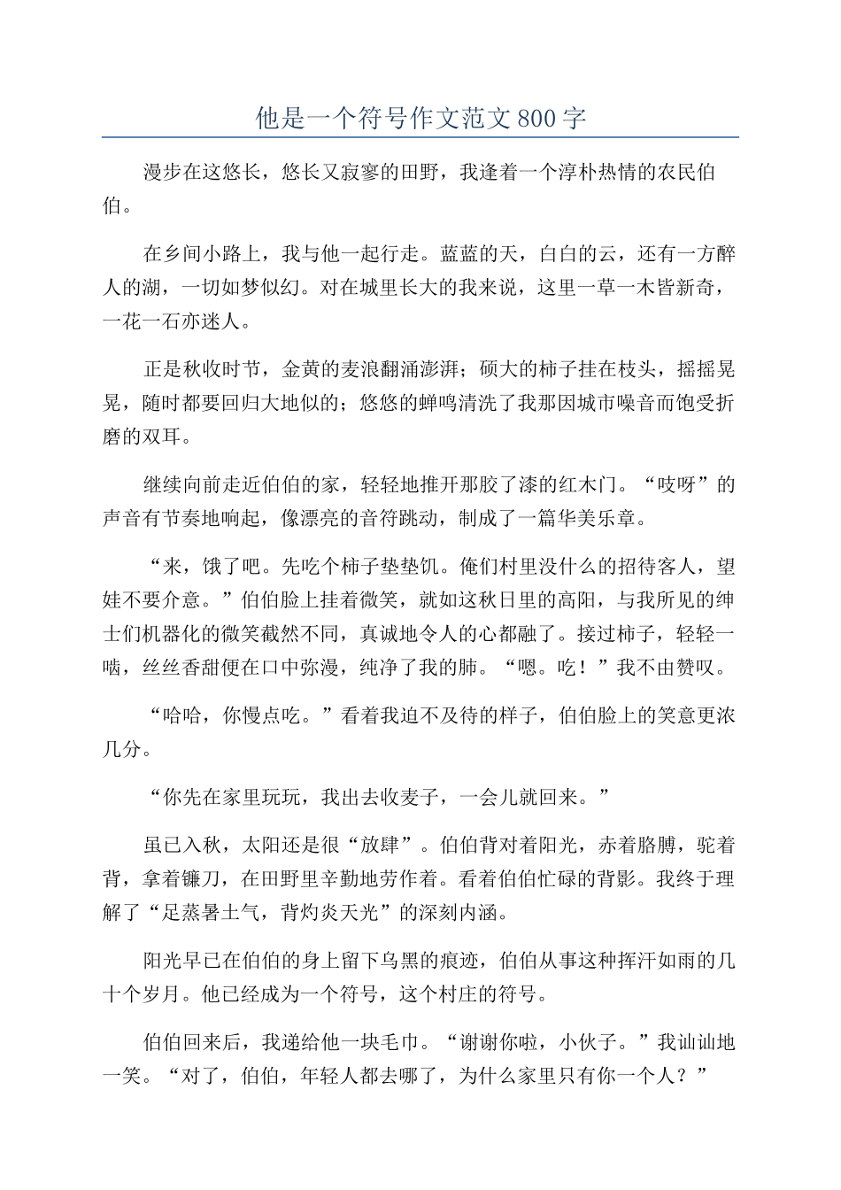 他是一个符号作文范文800字_第1页