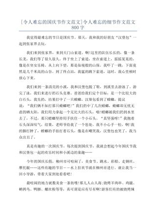 令人难忘的细节作文范文800字